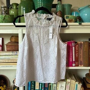J. Crew Fleur Top in Eyelet White S